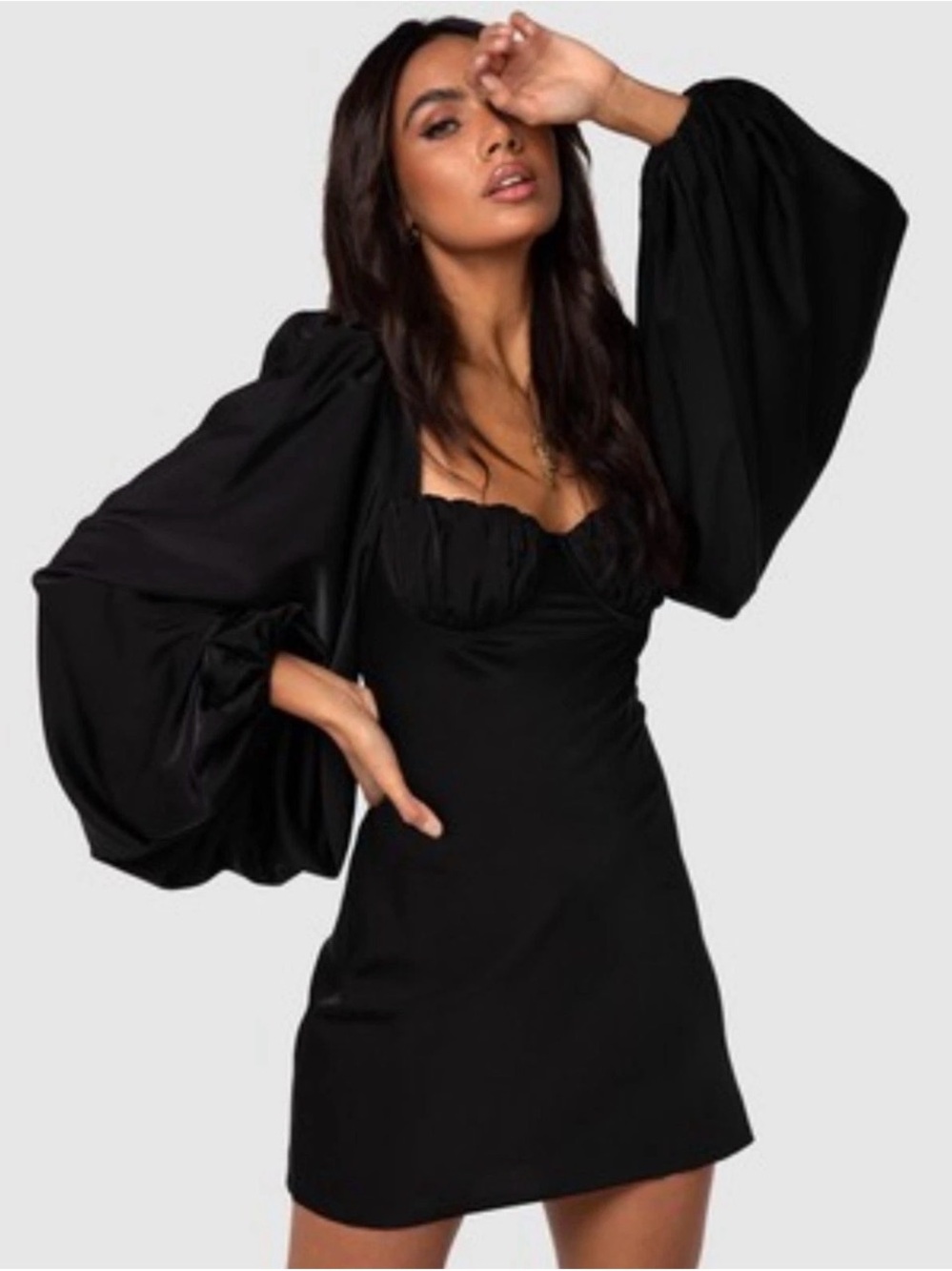 JGR & STN The Liv Black Puff Sleeve Mini Dress Size 8 Romantic Gothic